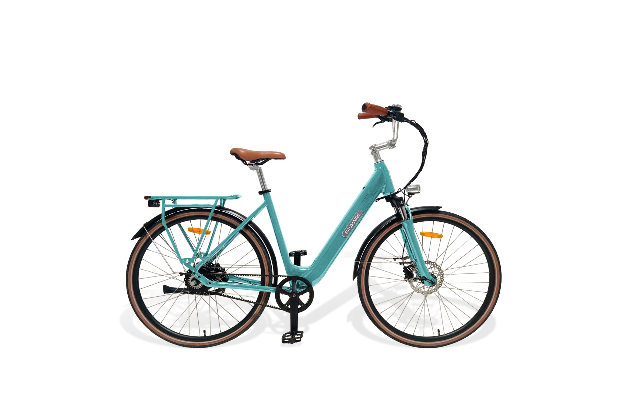 Un vélo électrique de ville Cyan